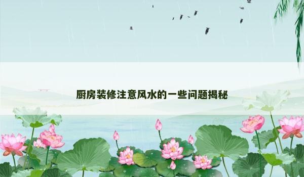 厨房装修注意风水的一些问题揭秘