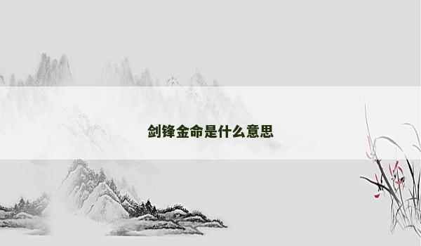 剑锋金命是什么意思