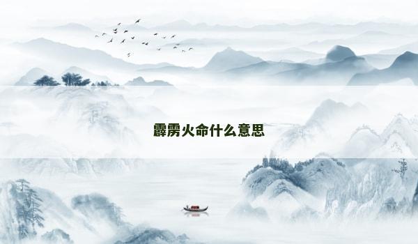 霹雳火命什么意思