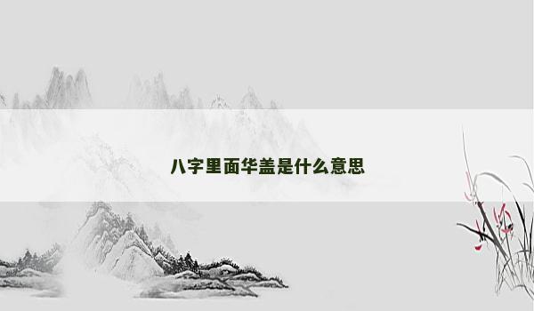 八字里面华盖是什么意思