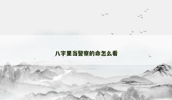 八字里当警察的命怎么看