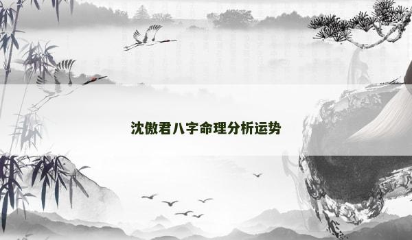 沈傲君八字命理分析运势