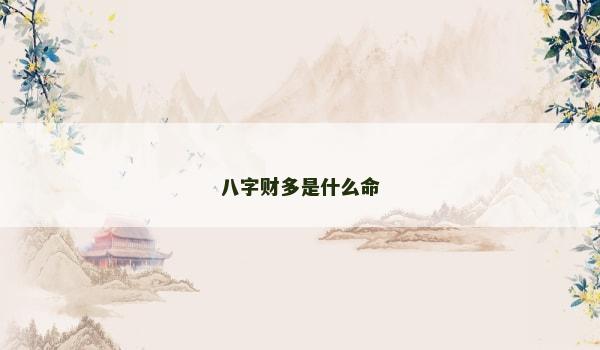 八字财多是什么命
