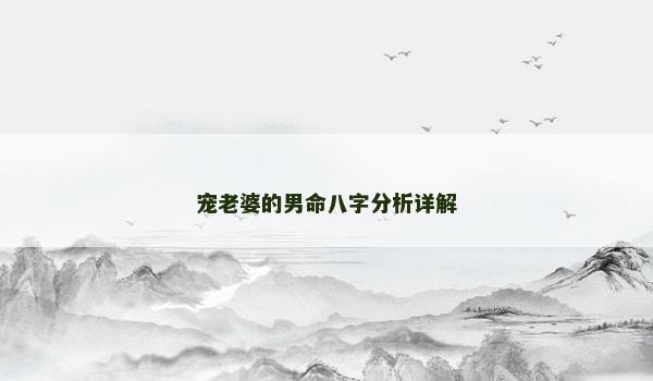 宠老婆的男命八字分析详解
