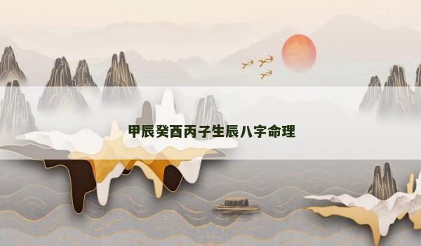 甲辰癸酉丙子生辰八字命理