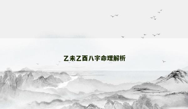 乙未乙酉八字命理解析