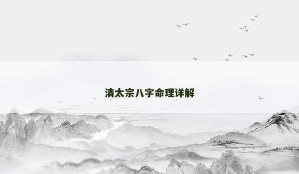 清太宗八字命理详解