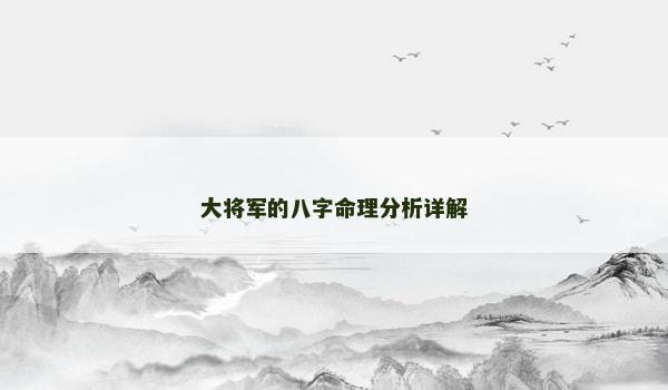 大将军的八字命理分析详解