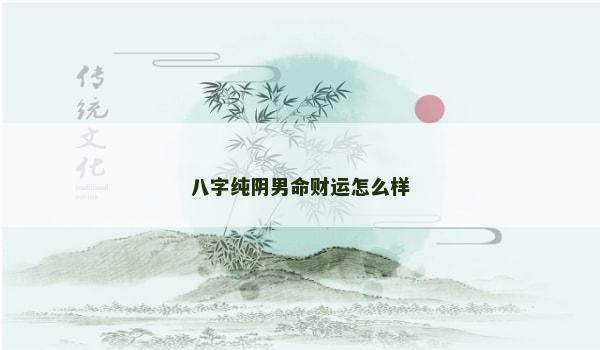八字纯阴男命财运怎么样