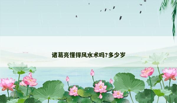 诸葛亮懂得风水术吗?多少岁