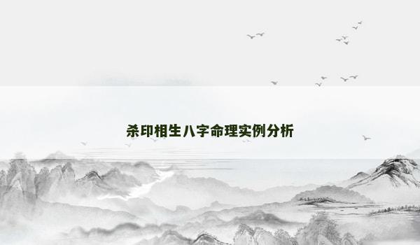 杀印相生八字命理实例分析
