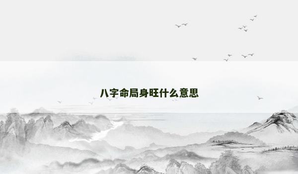 八字命局身旺什么意思