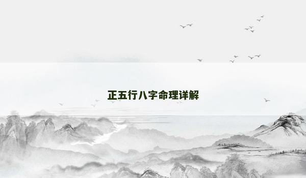 正五行八字命理详解